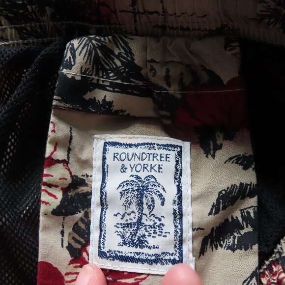 New Roundtree & Yorke Mens Swim Trunks Large Mesh Lined Beach Tropical Palm Tree - Picture 6 of 9